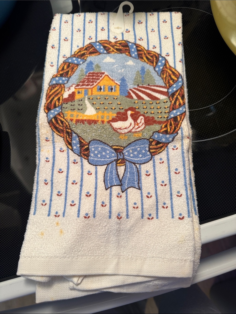 Blue Farmhouse Duck Kitchen Towel - Decorative Cotton Tea Towel